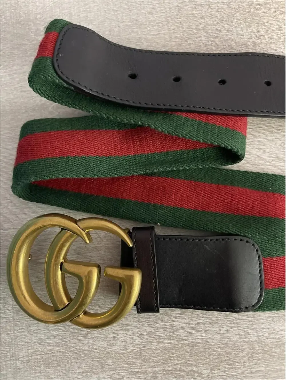Gucci Green & Red Striped #409416 HE21T 105•42 #480199 Double G Web Belt! MZZ8